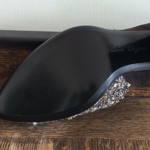 ROBERT CLERGERIE PARIS Brown Suede & Tweed Pump Heels